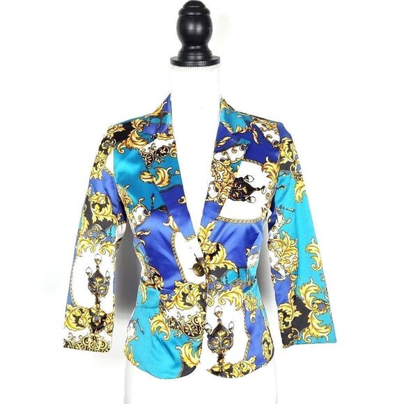 NEW NWT Madison Petite Breath Of Fresh Air Blue Combo Blazer Jacket - Picture 1 of 8